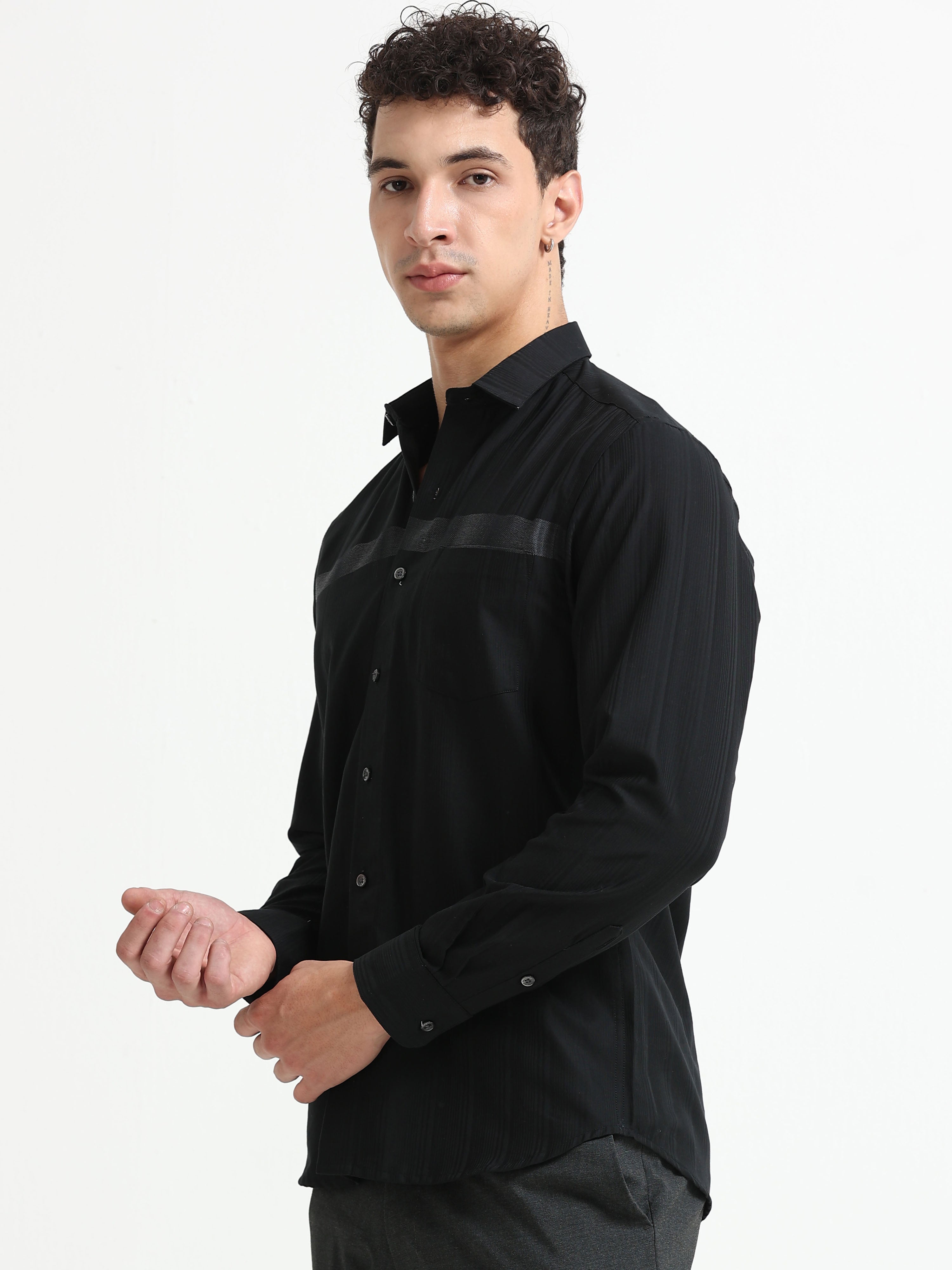 Midnight Linear Signature Jacquard Shirt