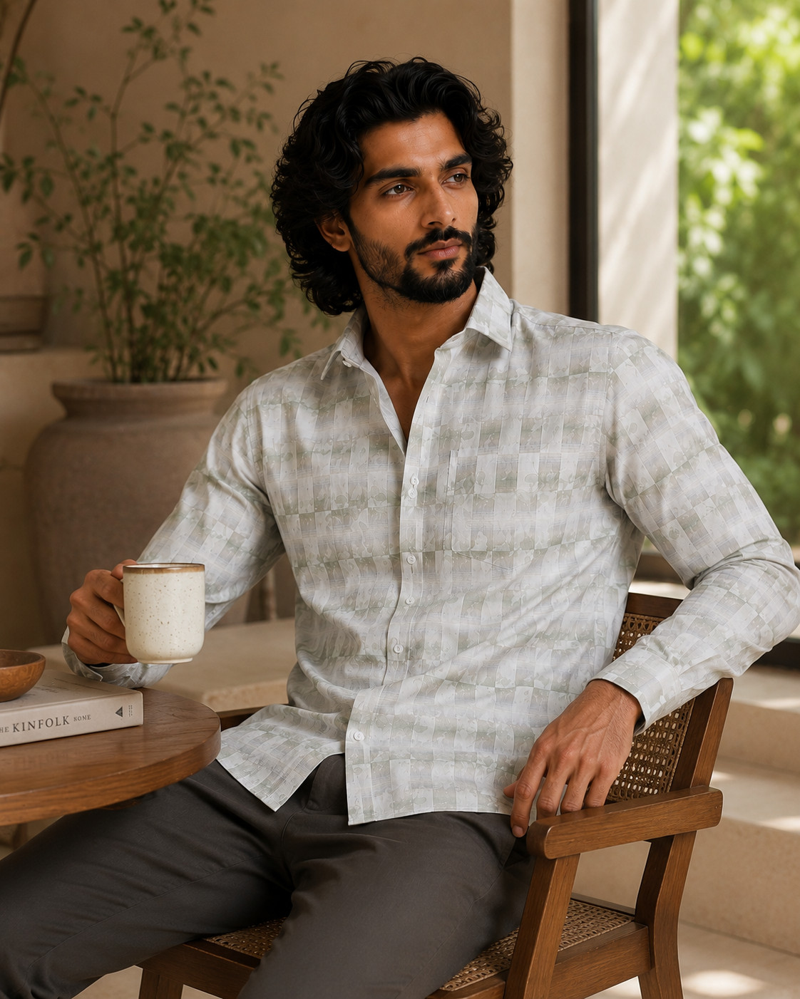 Shadow Flora Checkerboard Jacquard Shirt