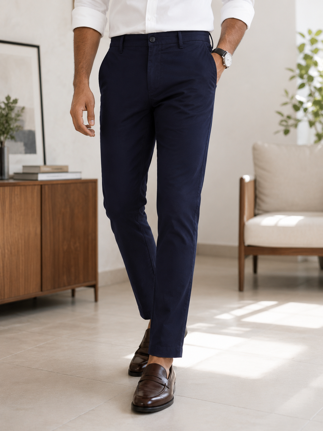 Dark Blue Cotton Trousers