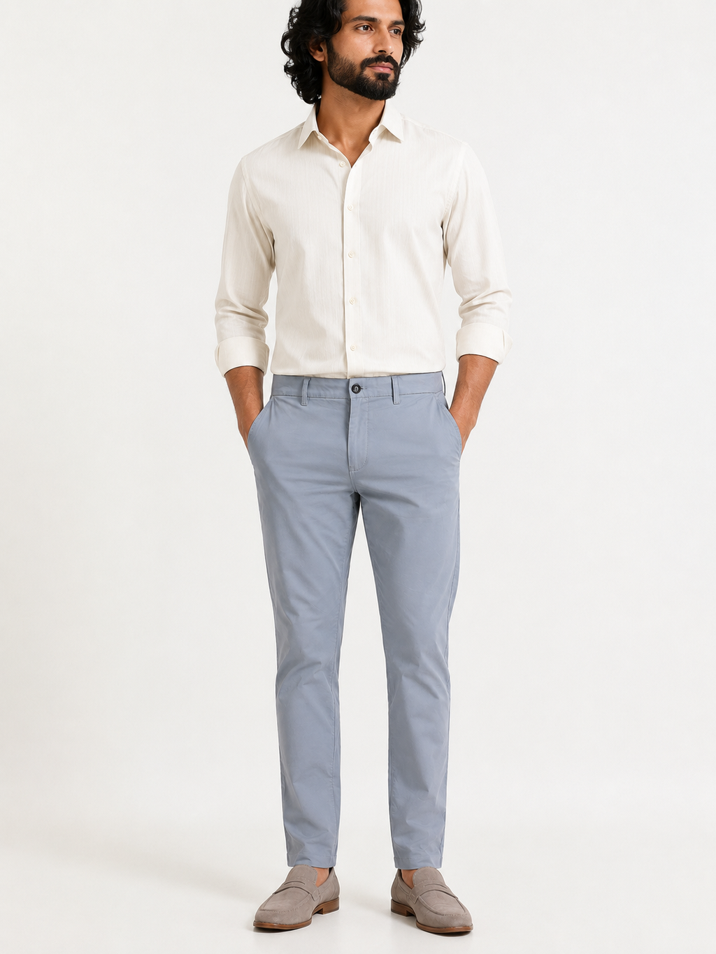 Bluish Grey Cotton Trousers