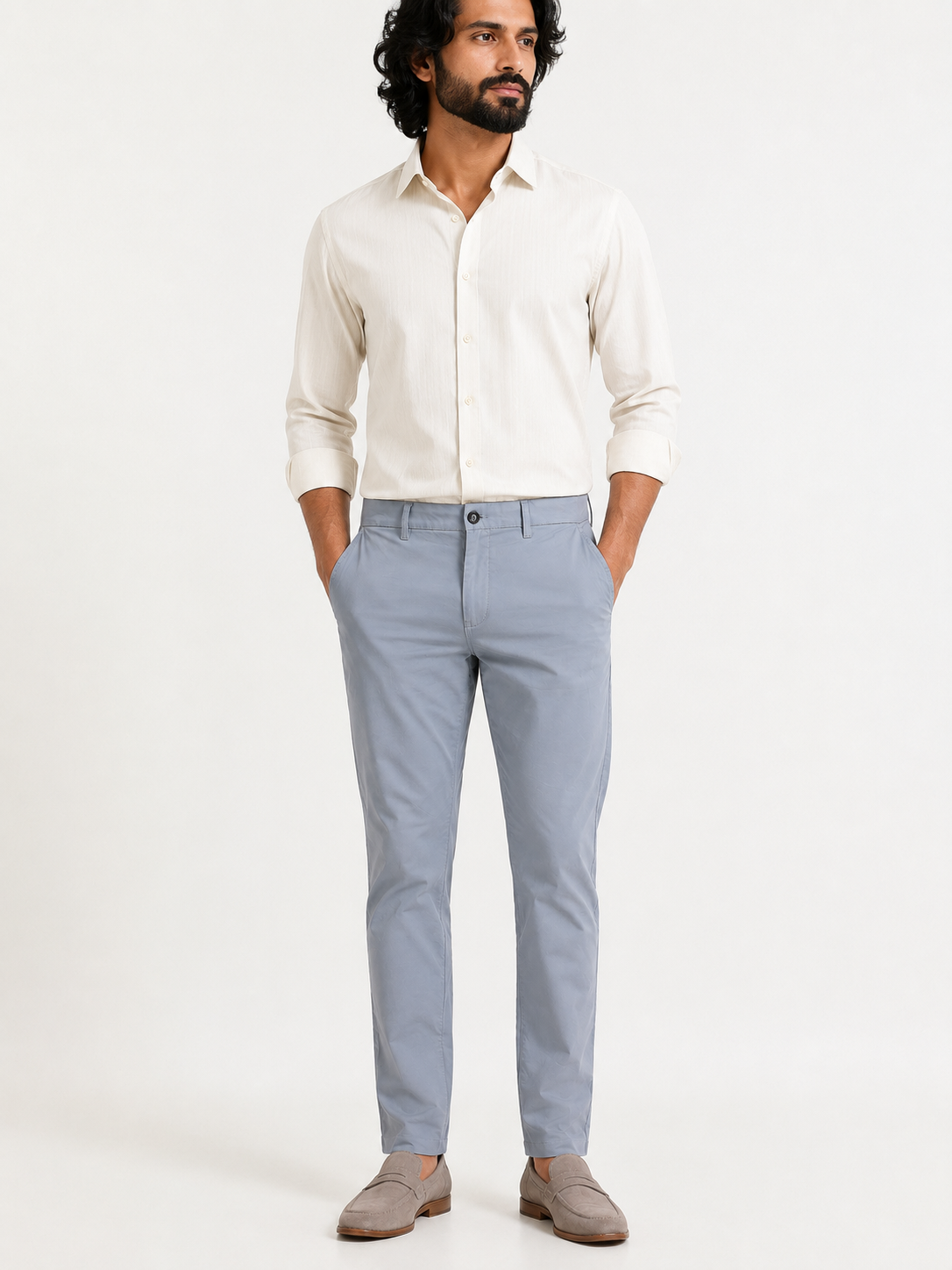Bluish Grey Cotton Trousers
