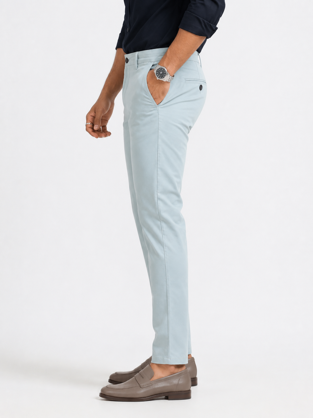 Bluish Grey Twill Trouser