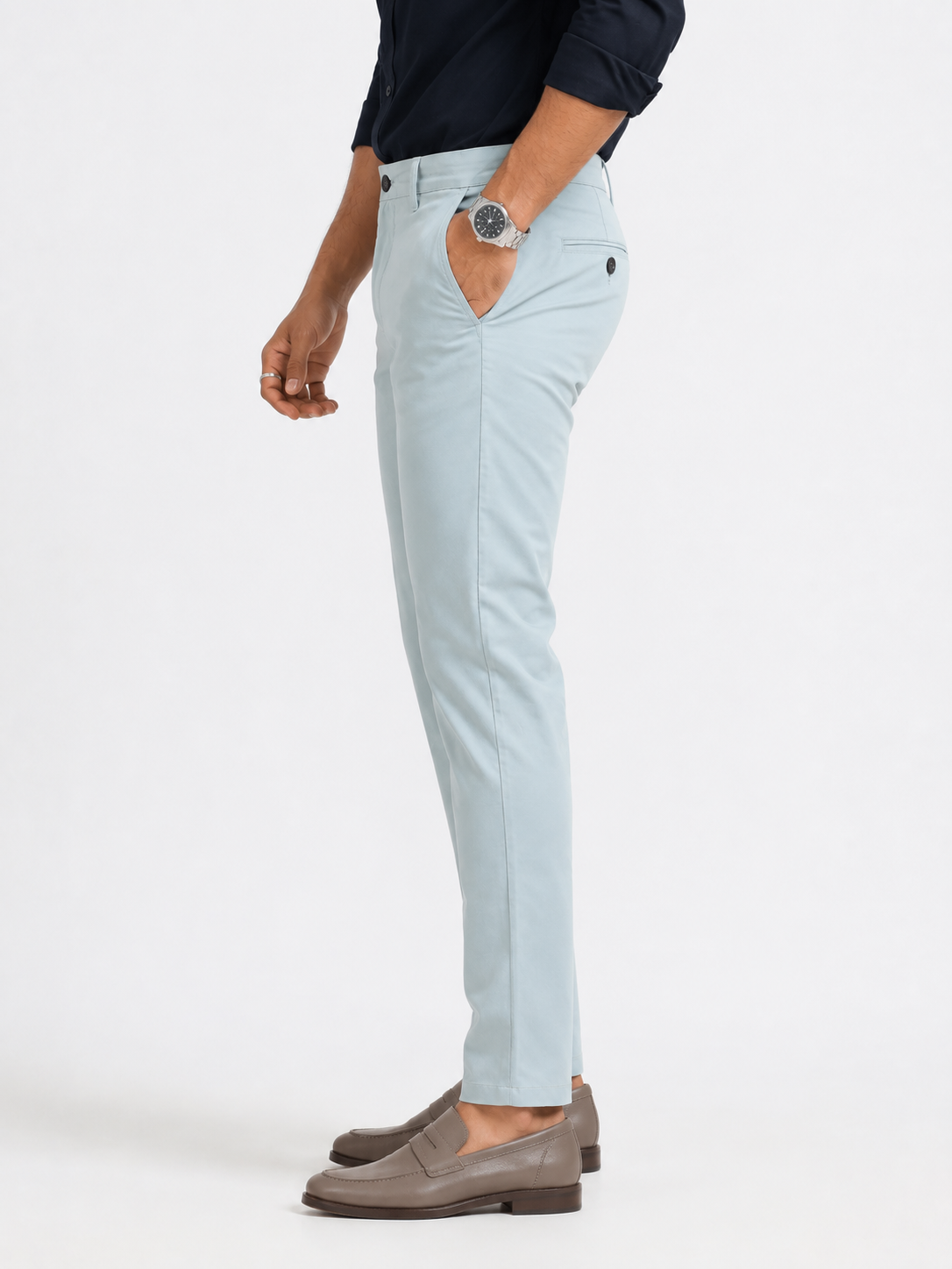 Bluish Grey Twill Trouser