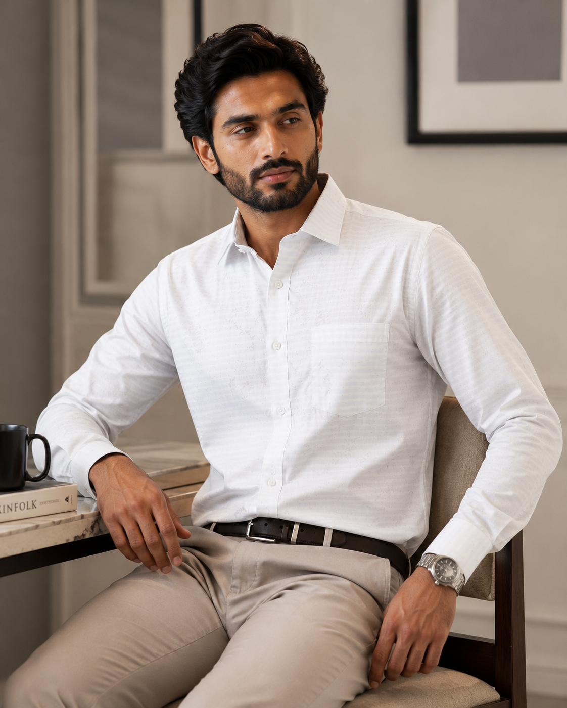 Ivory Bloom Jacquard Shirt