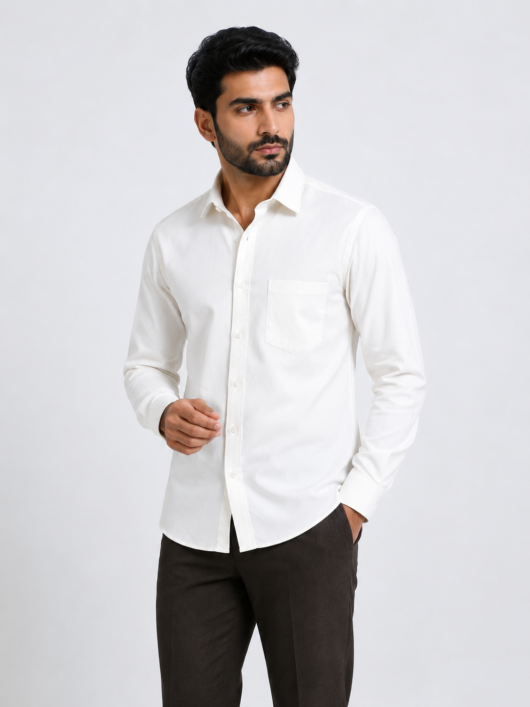 Silent Ivory Luxe Textured Shirt
