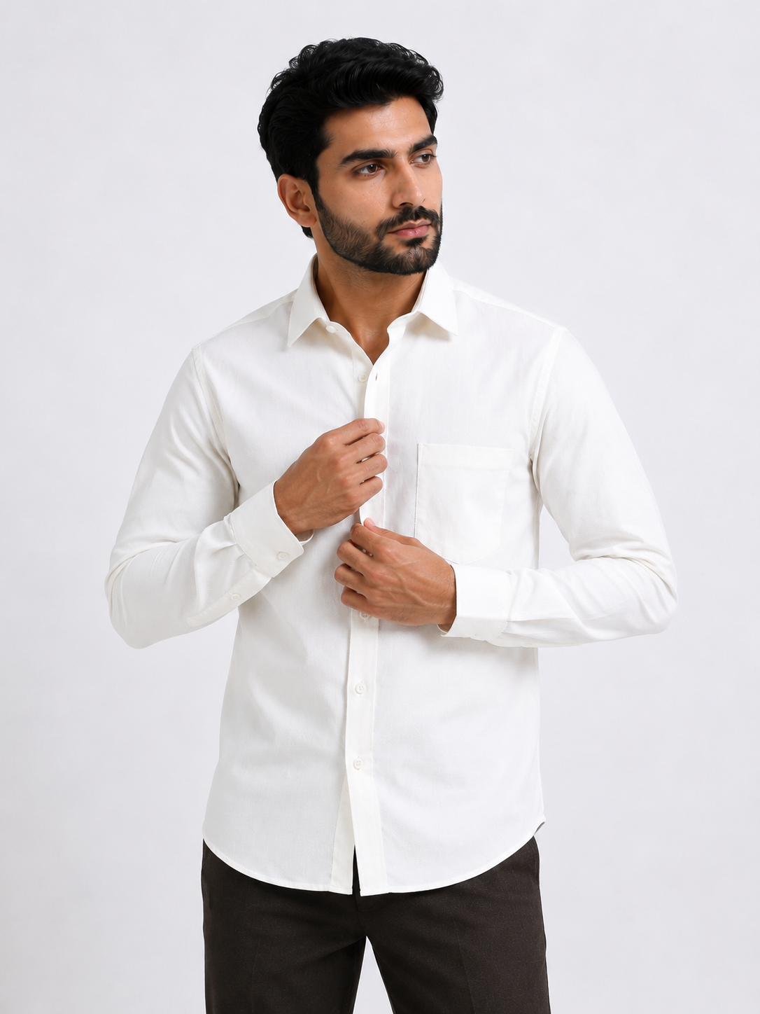 Silent Ivory Luxe Textured Shirt