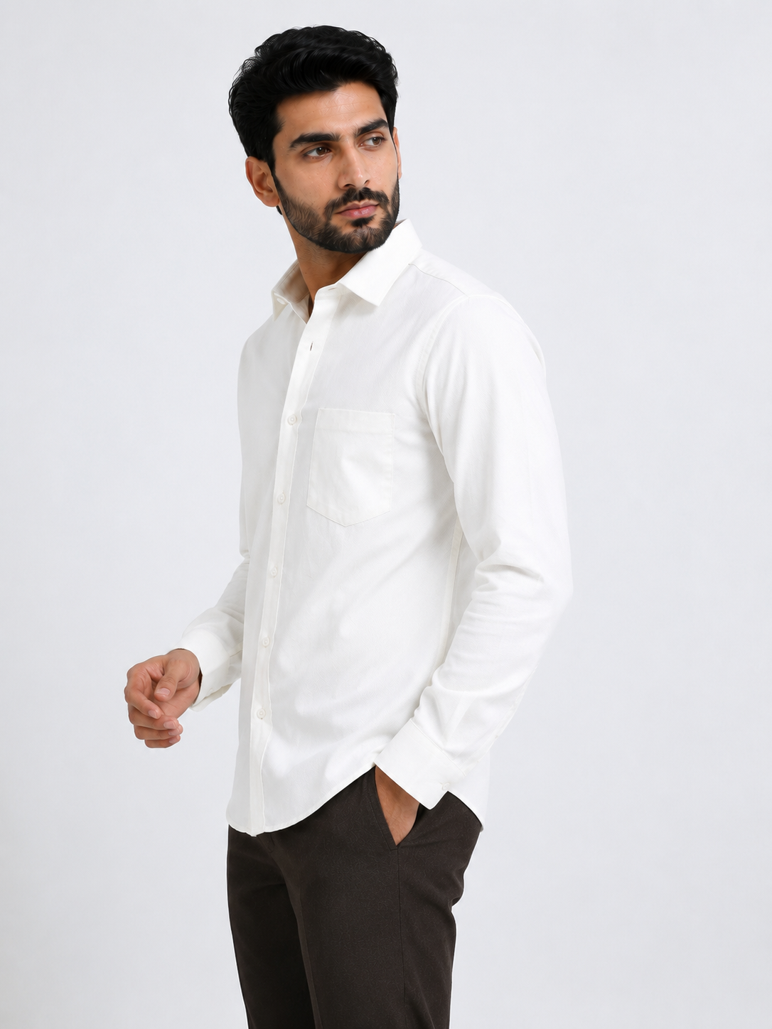 Silent Ivory Luxe Textured Shirt