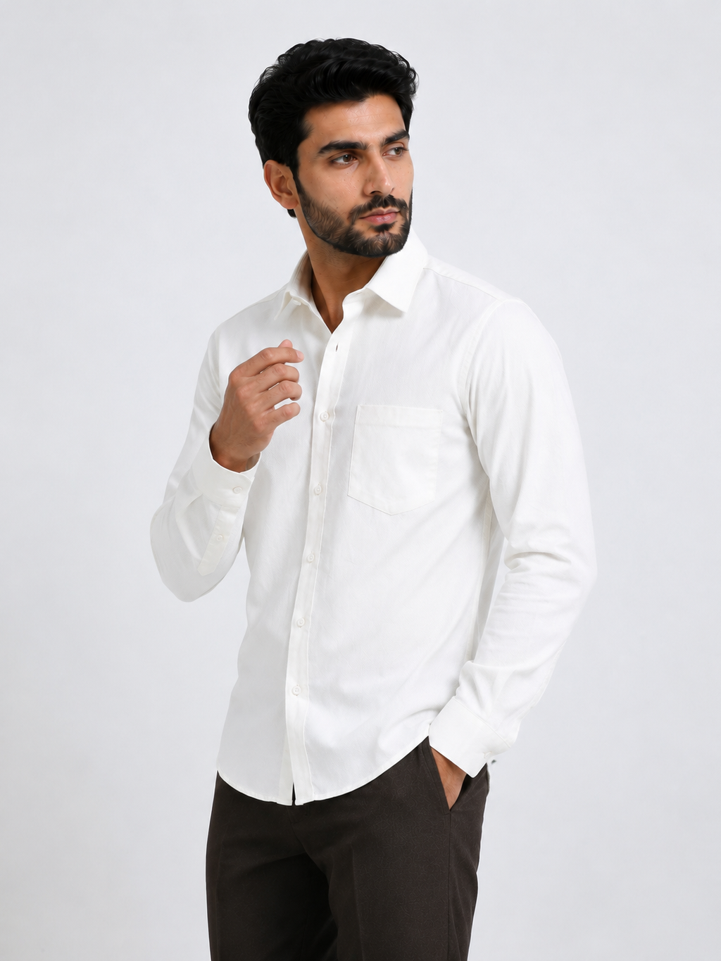 Silent Ivory Luxe Textured Shirt