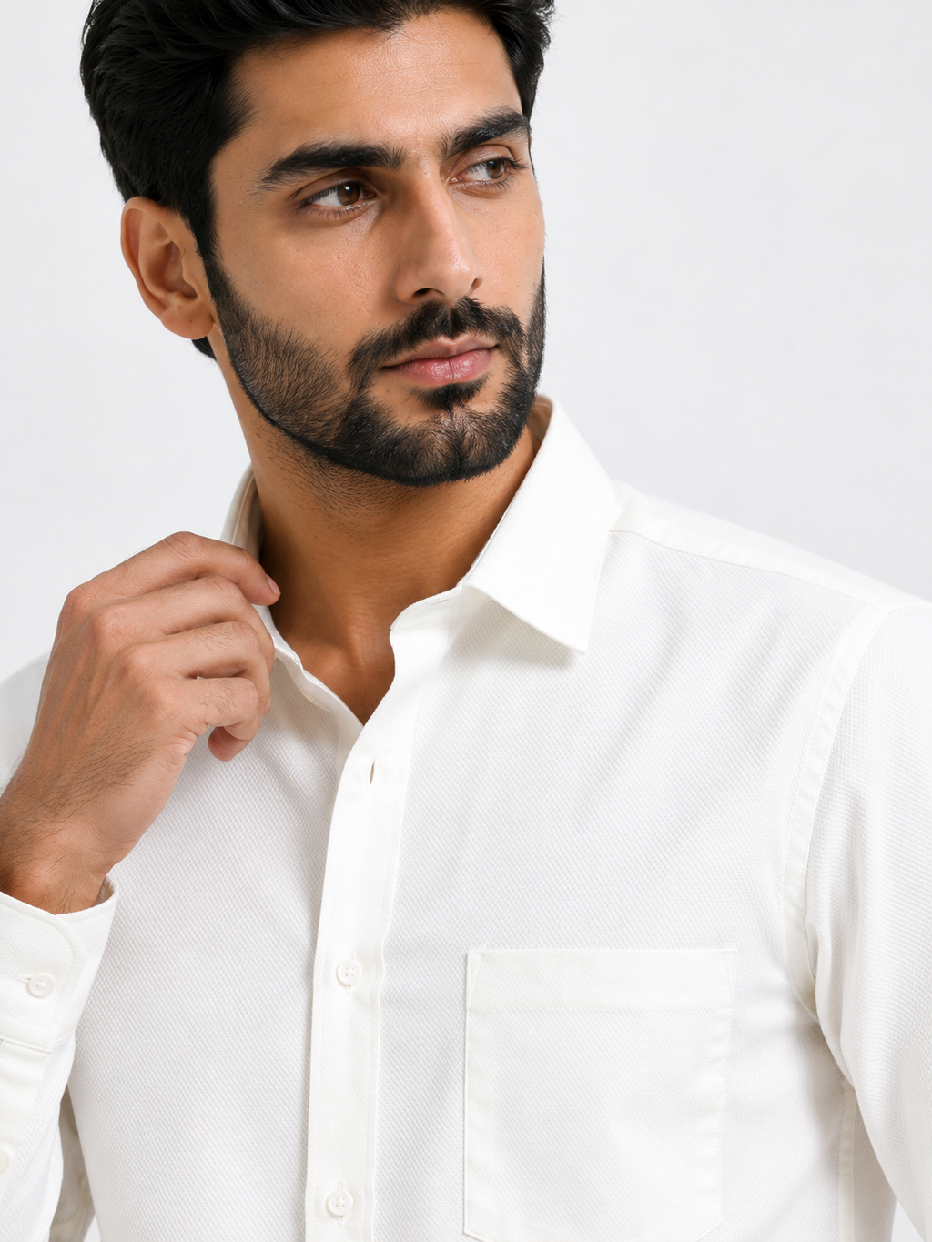 Silent Ivory Luxe Textured Shirt