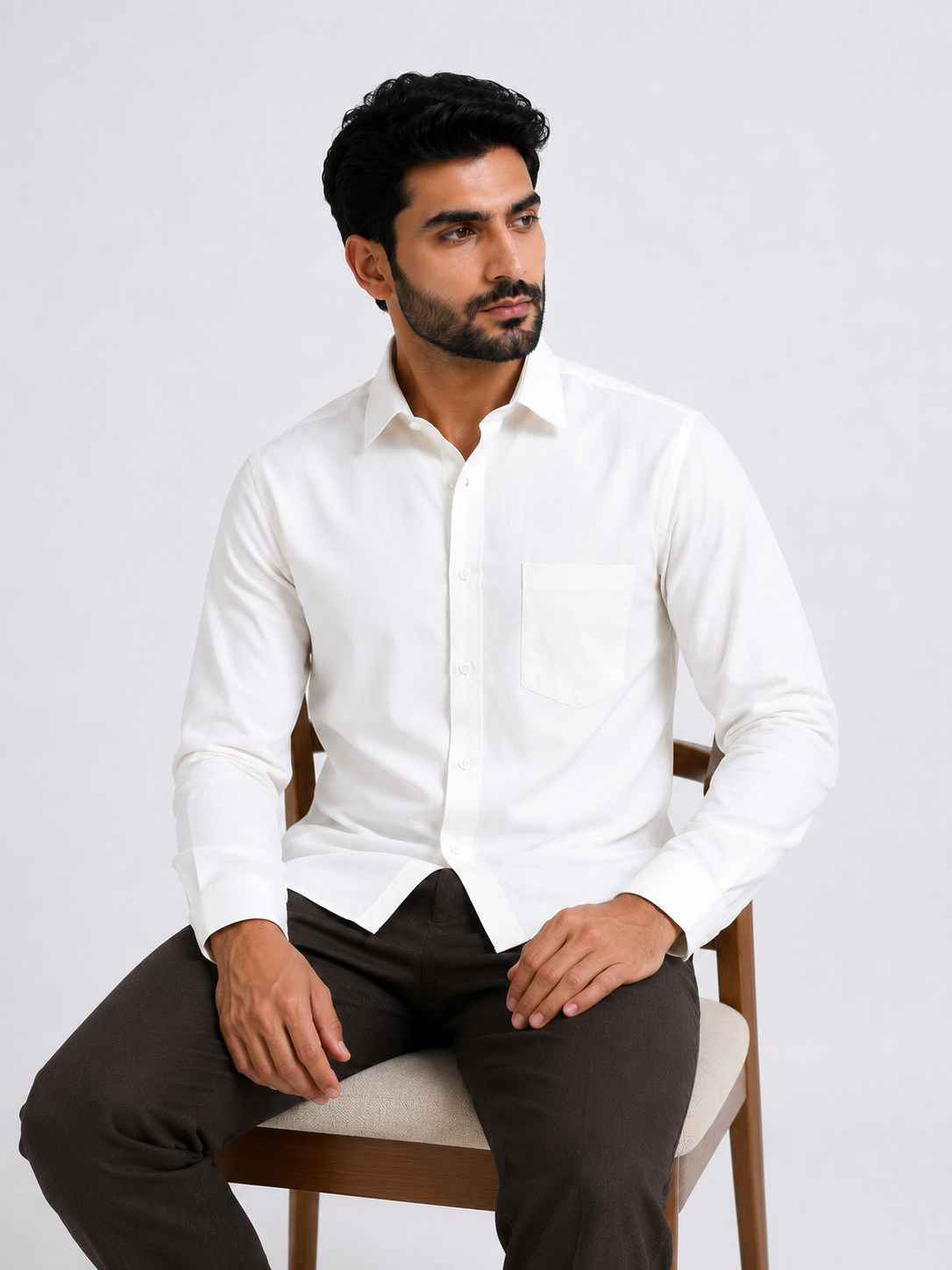 Silent Ivory Luxe Textured Shirt
