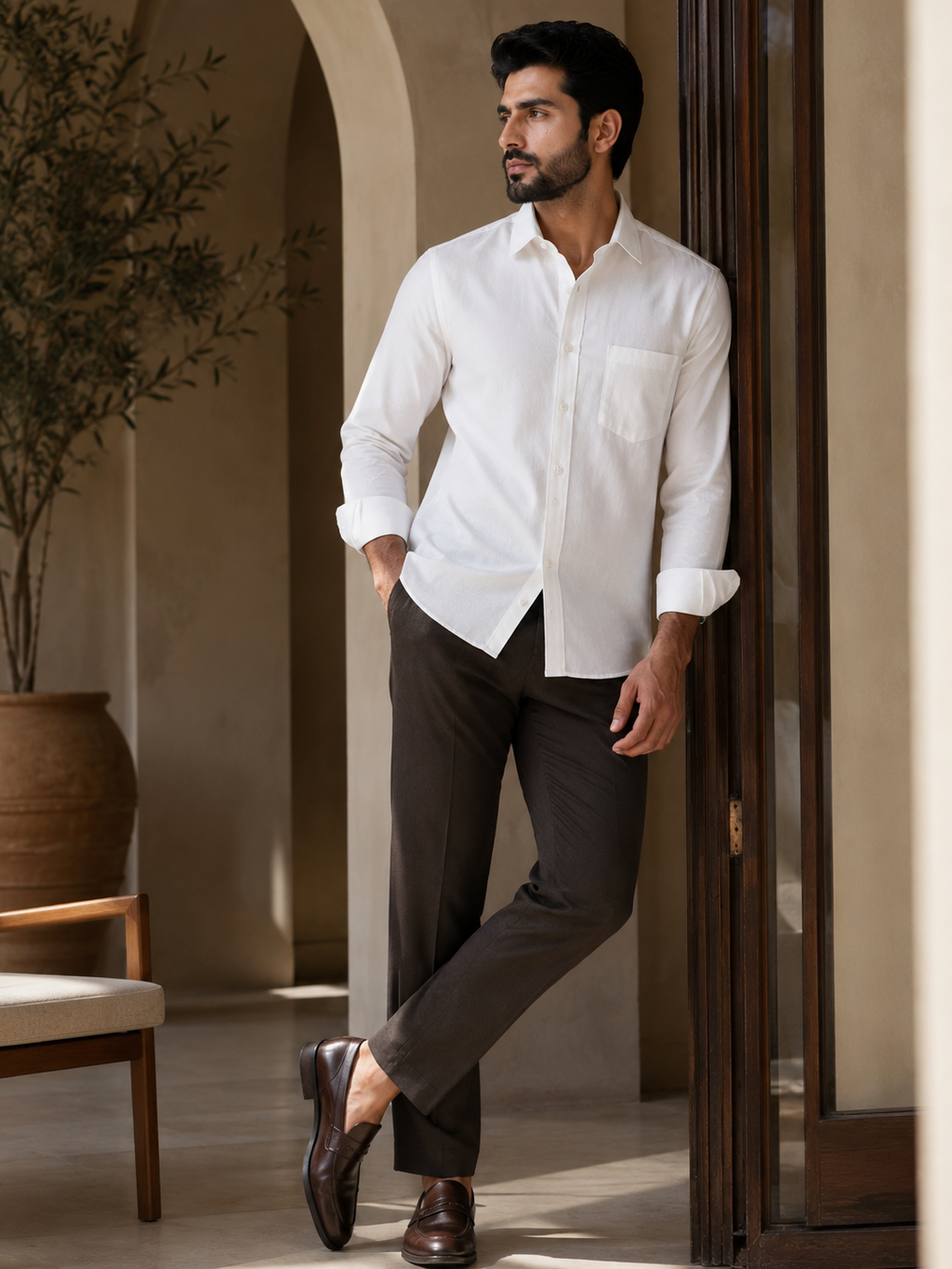 Silent Ivory Luxe Textured Shirt