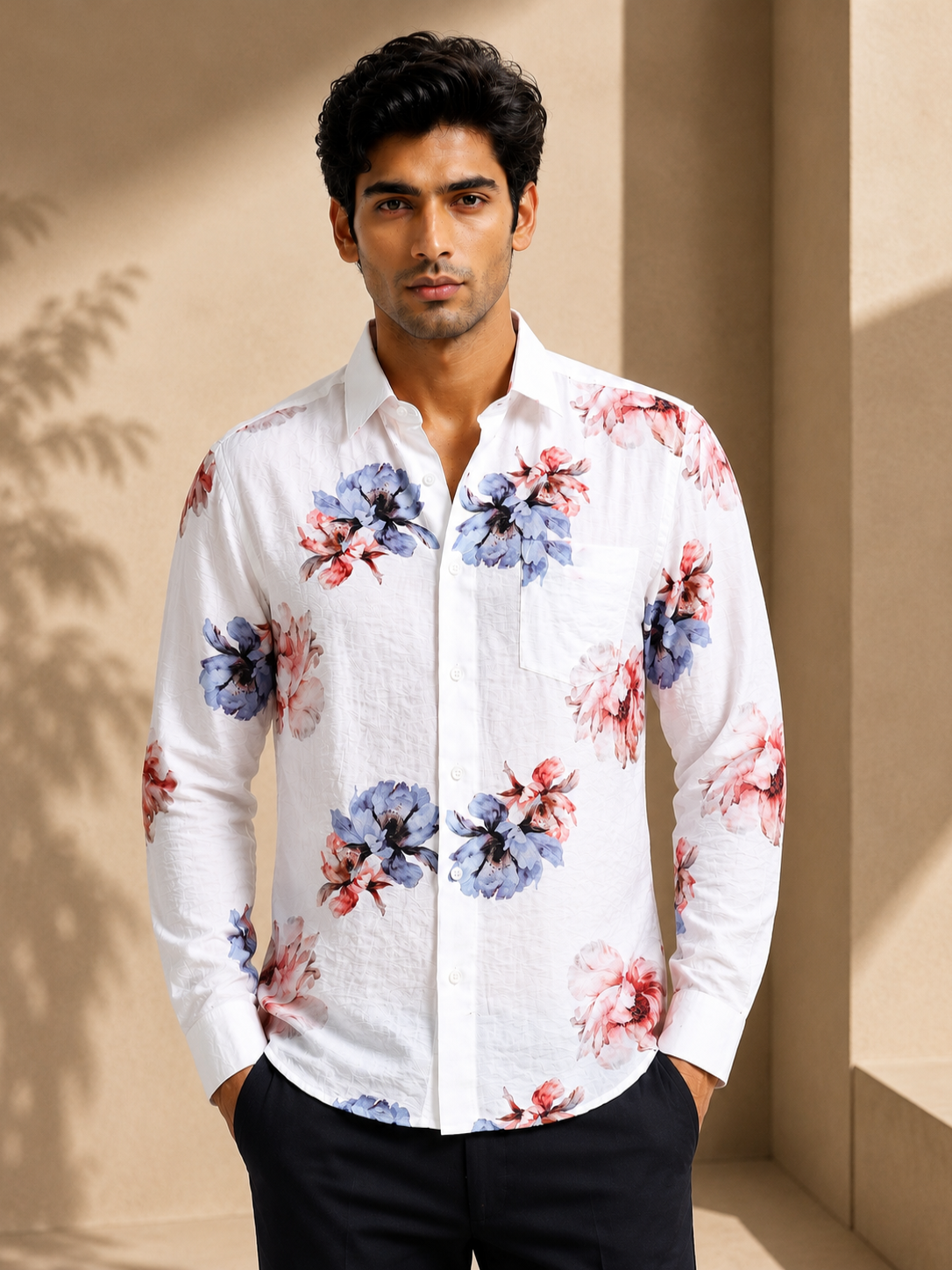 Ethereal Flora Cotton Crinkle Printed Shirt