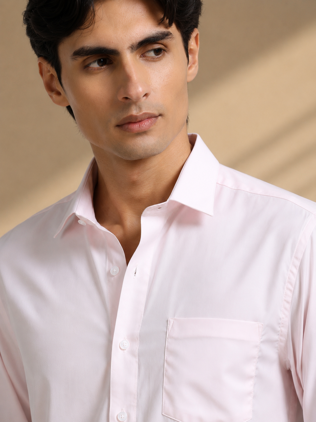 Morning Rose Cotton Satin Stretch Solid Shirt